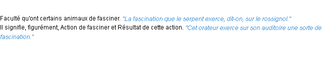 Définition fascination ACAD 1932
