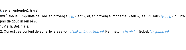 Définition fat ACAD 1986