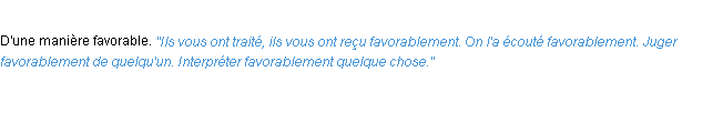 Définition favorablement ACAD 1932