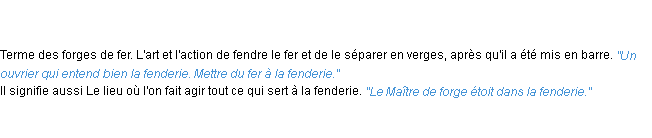 Définition fenderie ACAD 1798