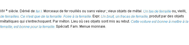 Définition ferraille ACAD 1986