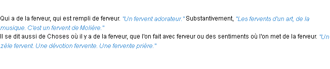 Définition fervent ACAD 1932