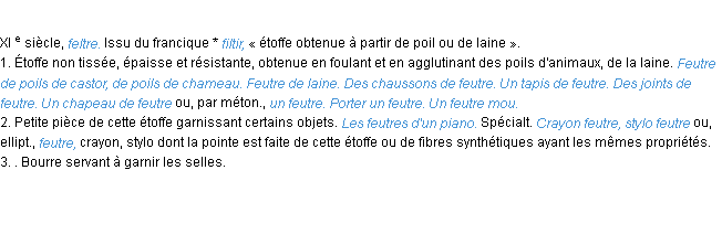 Définition feutre ACAD 1986