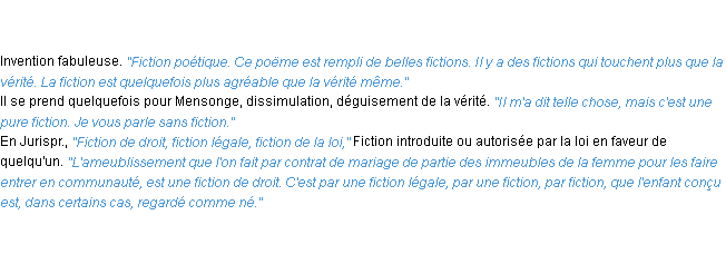 Définition fiction ACAD 1835