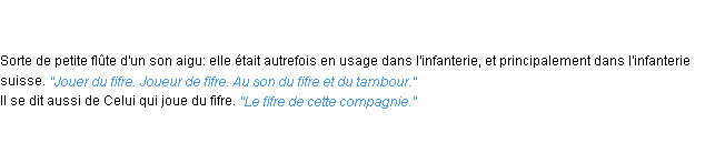 Définition fifre ACAD 1835