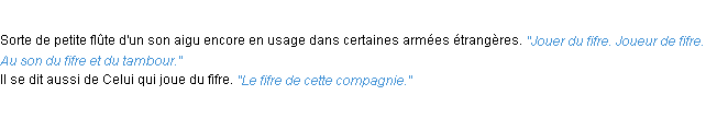 Définition fifre ACAD 1932