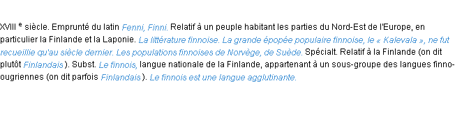 Définition finnois ACAD 1986