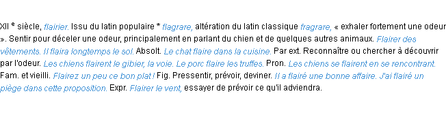 Définition flairer ACAD 1986