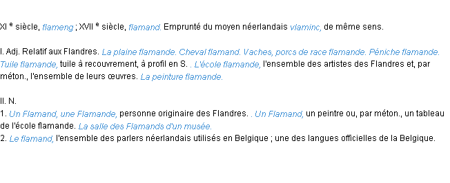 Définition flamand ACAD 1986