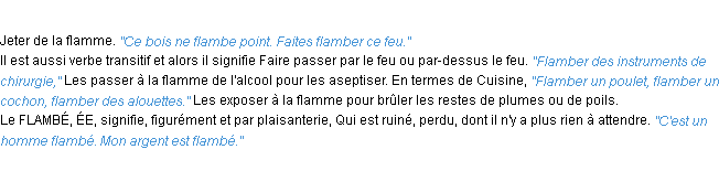 Définition flamber ACAD 1932