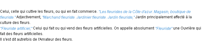 Définition fleuriste ACAD 1932