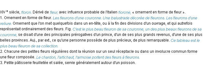 Définition fleuron ACAD 1986