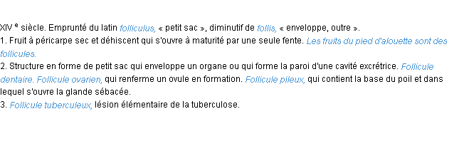 Définition follicule ACAD 1986