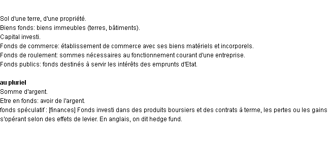 Définition fonds
