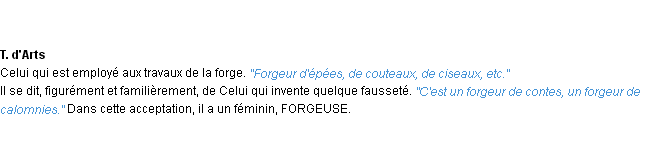 Définition forgeur ACAD 1932