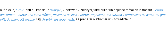 Définition fourbir ACAD 1986