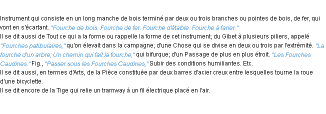 Définition fourche ACAD 1932