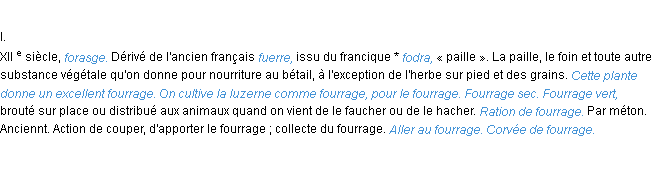 Définition fourrage ACAD 1986