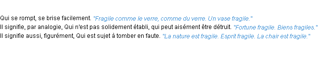 Définition fragile ACAD 1932