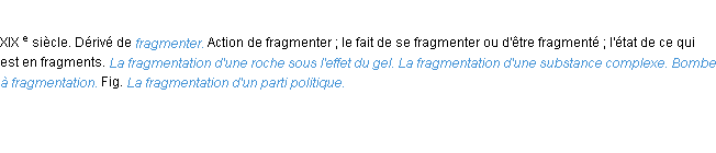 Définition fragmentation ACAD 1986