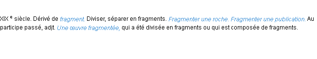 Définition fragmenter ACAD 1986