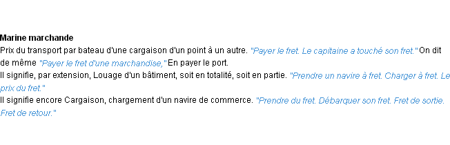 Définition fret ACAD 1932