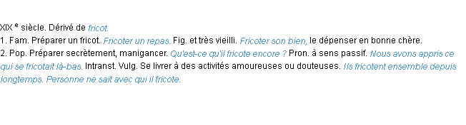 Définition fricoter ACAD 1986