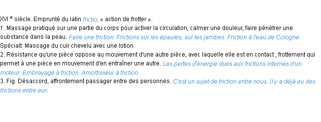 Définition friction ACAD 1986