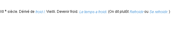 Définition froidir ACAD 1986