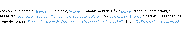 Définition froncer ACAD 1986
