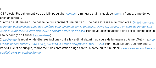 Définition fronde ACAD 1986