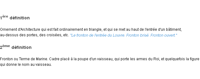 Définition fronton ACAD 1798