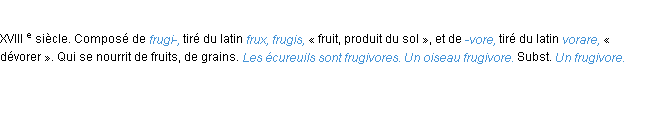 Définition frugivore ACAD 1986