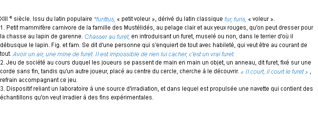 Définition furet ACAD 1986