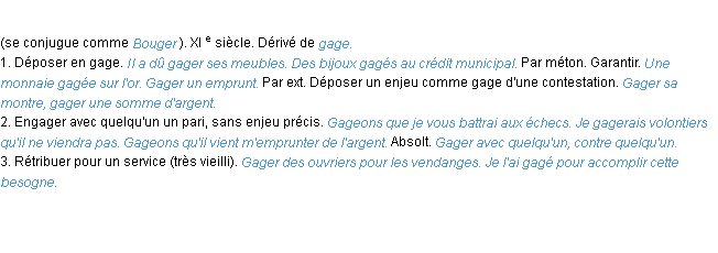 Définition gager ACAD 1986