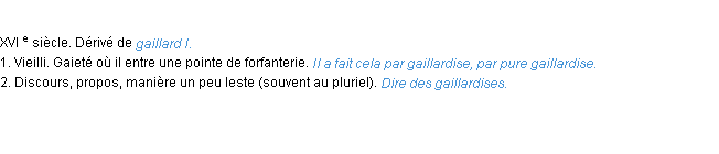 Définition gaillardise ACAD 1986