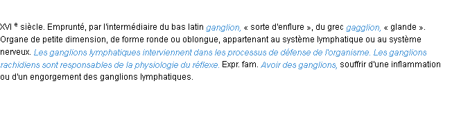Définition ganglion ACAD 1986