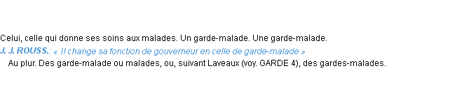 Définition garde-malade Emile Littré