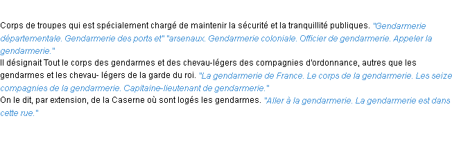 Définition gendarmerie ACAD 1932