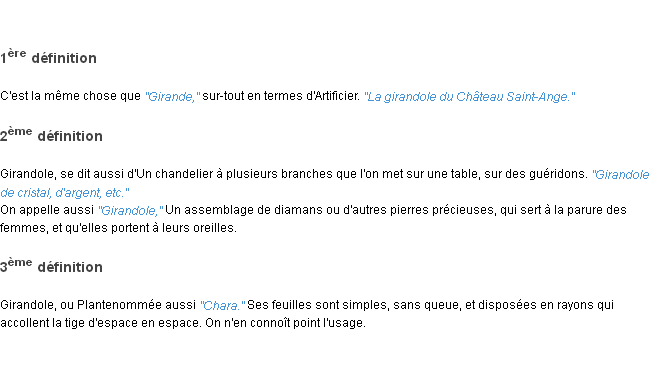 Définition girandole ACAD 1798