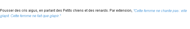 Définition glapir ACAD 1932