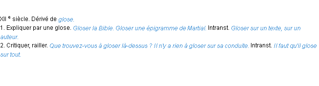 Définition gloser ACAD 1986