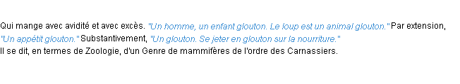 Définition glouton ACAD 1932