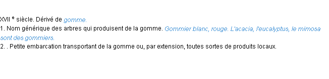 Définition gommier ACAD 1986