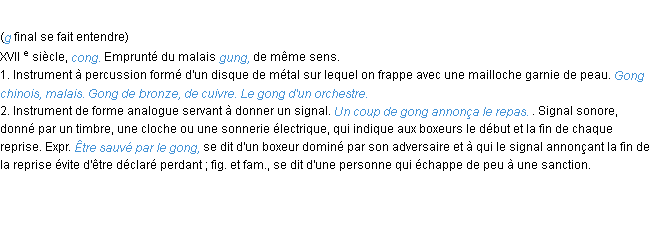 Définition gong ACAD 1986