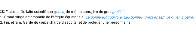 Définition gorille ACAD 1986