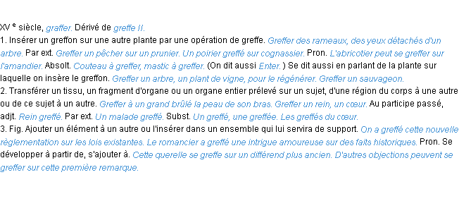 Définition greffer ACAD 1986
