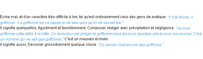 Définition griffonner ACAD 1835