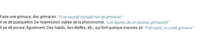 Définition grimacer ACAD 1835