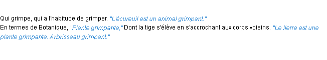 Définition grimpant ACAD 1932